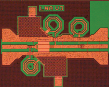 Example of an X-band low-noise amplifier that delivers 10 dB of gain.