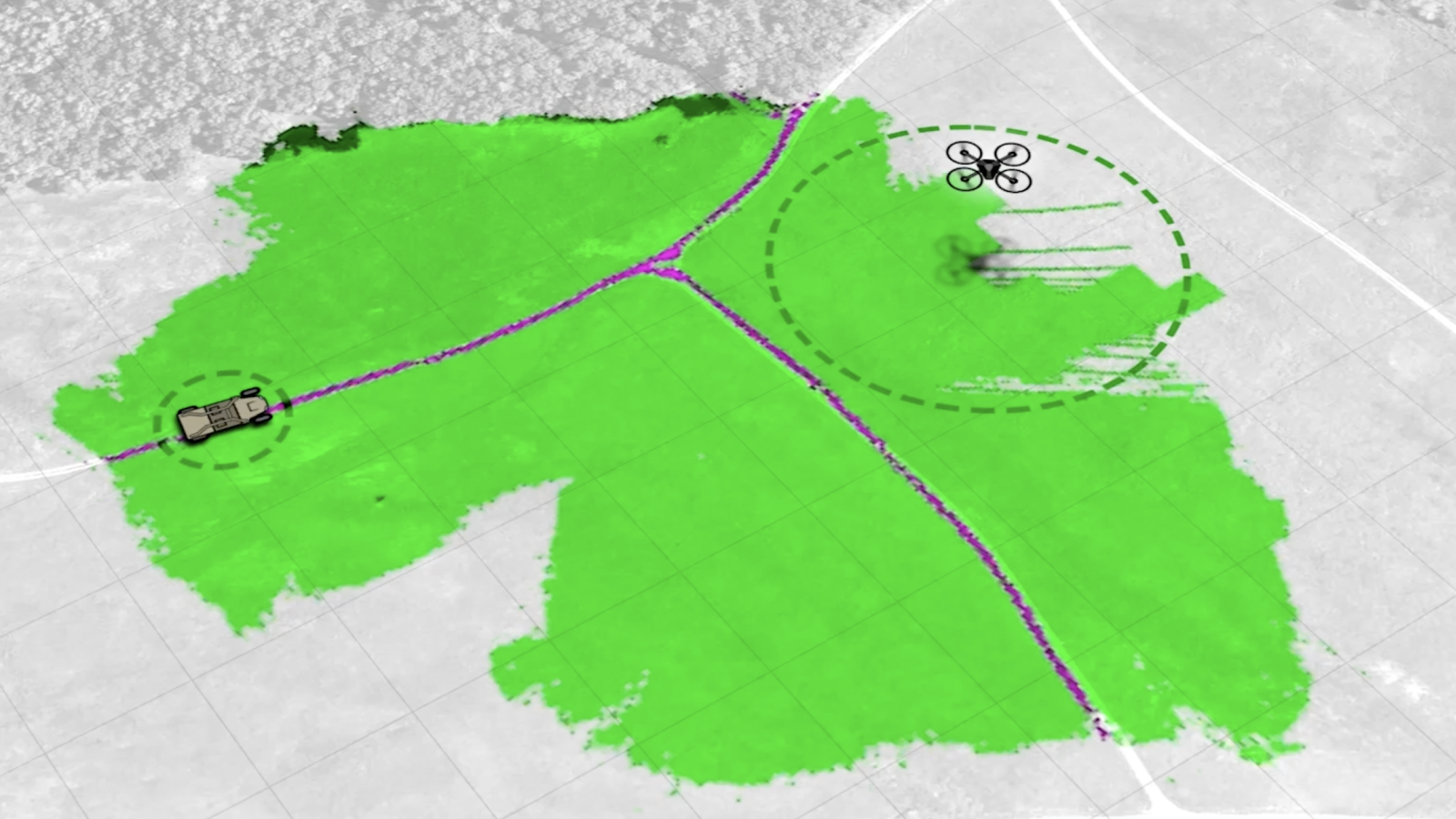 Teaming autonomous ground and aerial vehicles improves autonomous off-road military missions. 